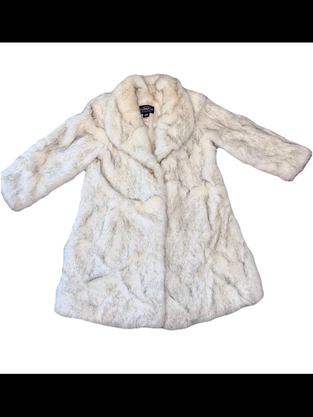 Vintage Olympia White Faux Mink Fur Coat Large USA